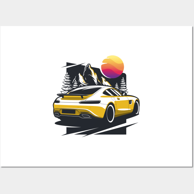 Yellow GT Supercar Wall Art by KaroCars